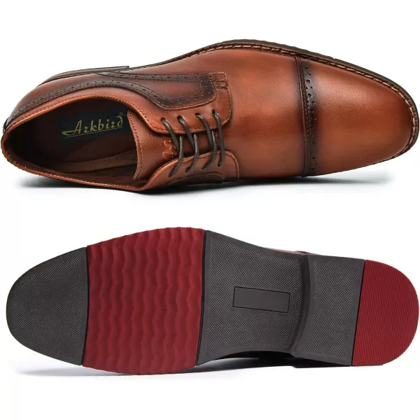 Mens Oxford Dress Shoes Classic Fashion Genuine Leather Business Work Shoe for MenBrown315