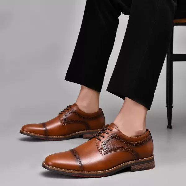 Mens Oxford Dress Shoes Classic Fashion Genuine Leather Business Work Shoe for MenBrown315