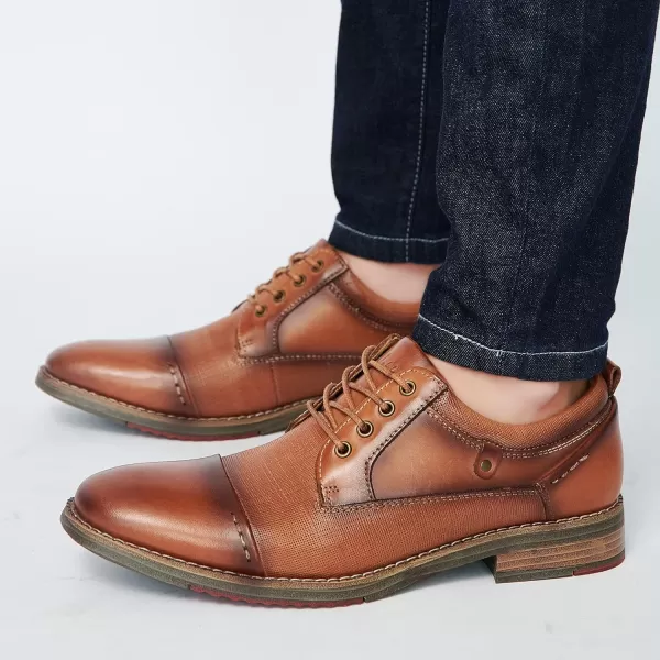 Mens Oxford Dress Shoes Classic Fashion Genuine Leather Business Work Shoe for MenBrown807