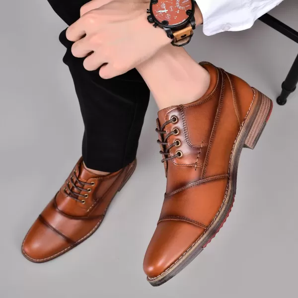 Mens Oxford Dress Shoes Classic Fashion Genuine Leather Business Work Shoe for MenBrown926