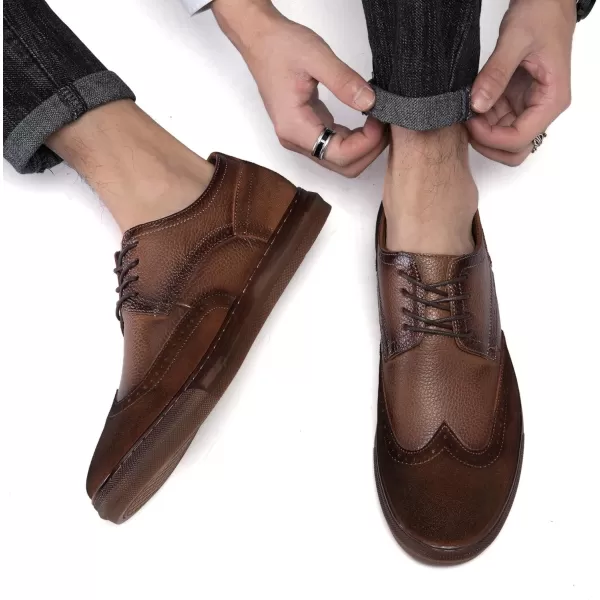 Mens Oxford Dress Shoes Classic Fashion Genuine Leather Business Work Shoe for MenYellow Brown962