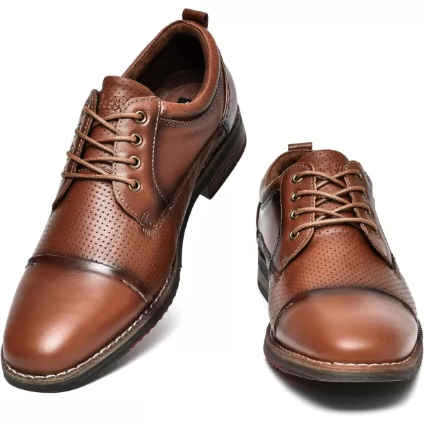 Mens Oxford Dress Shoes Classic Fashion Genuine Leather Business Work Shoe for MenYellow Brownp807