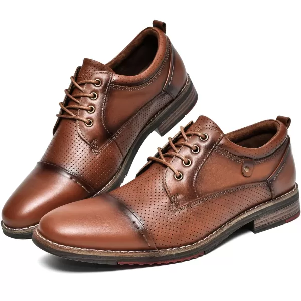 Mens Oxford Dress Shoes Classic Fashion Genuine Leather Business Work Shoe for MenYellow Brownp807