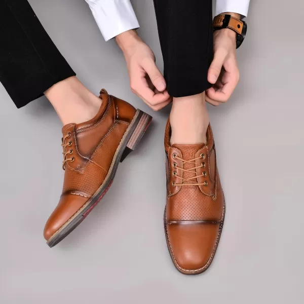 Mens Oxford Dress Shoes Classic Fashion Genuine Leather Business Work Shoe for MenYellow Brownp807