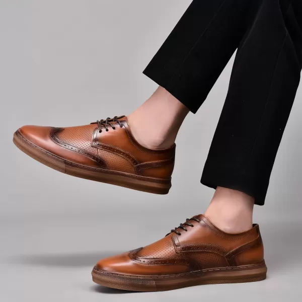 Mens Oxford Dress Shoes Classic Fashion Genuine Leather Business Work Shoe for MenYellow Brownp962