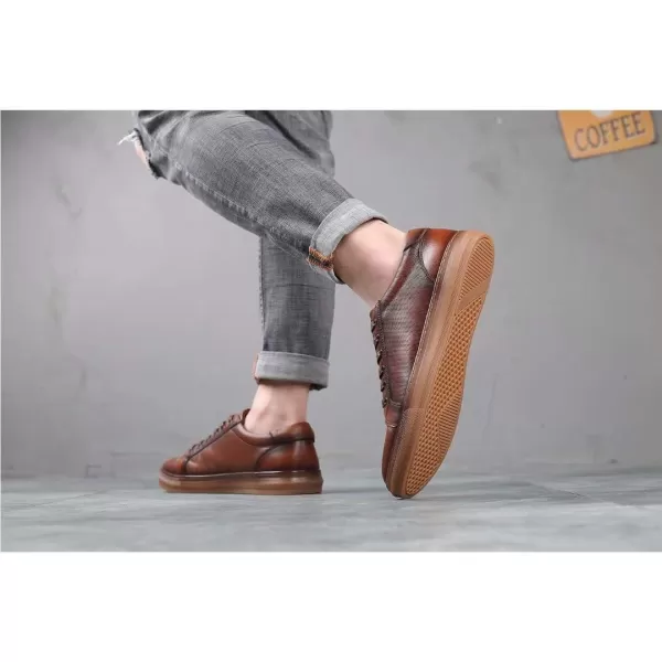 Fashion Sneakers Originals Casual Laceup Oxford Shoes for Men WhiteDark Browna