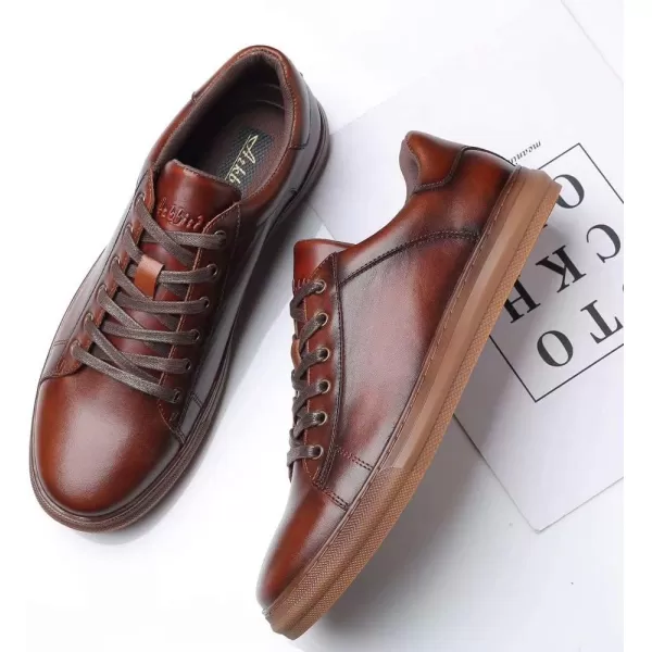 Fashion Sneakers Originals Casual Laceup Oxford Shoes for Men WhiteDark Brownb