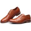 imageMens Dress Shoes Modern Oxford Round Cap Toe Lace up Casual Formal Business Leather Derby Shoes