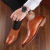 imageMens Dress Shoes Modern Oxford Round Cap Toe Lace up Casual Formal Business Leather Derby Shoes