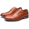 imageMens Dress Shoes Modern Oxford Round Cap Toe Lace up Casual Formal Business Leather Derby Shoes