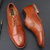 imageMens Dress Shoes Modern Oxford Round Cap Toe Lace up Casual Formal Business Leather Derby Shoes
