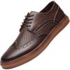 imageMens Oxford Sneakers Casual Dressy Shoes for Men Wingtip Brogue Oxfords Leather Shoe Coffee Size 115