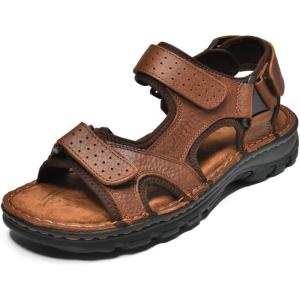 imageMens Sandals Premium Leather and Nonslip Rubber Soles Comfortable with Arch Support Outdoor Hiking Sport Summer Shoes