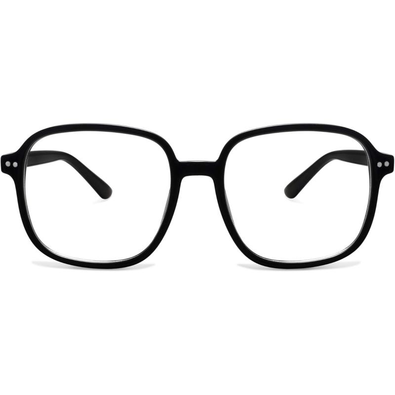 SOJOS Square Blue Light Blocking Glasses Oversized for Women TR90 Frame Filter SJ5081C1 Black Frame
