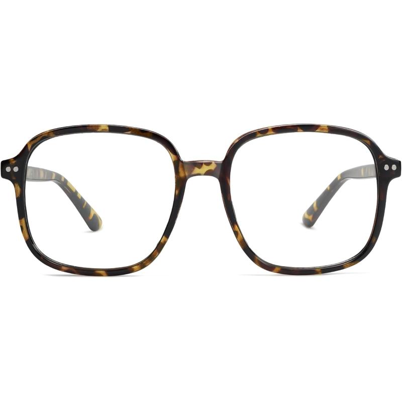 SOJOS Square Blue Light Blocking Glasses Oversized for Women TR90 Frame Filter SJ5081C5 Tortoise Frame