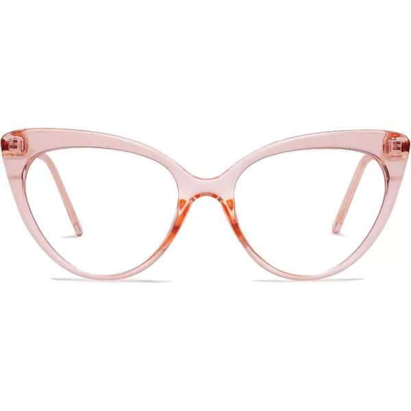 SOJOS Cateye Blue Light Blocking Glasses Women Anti Eye Strain Computer Glasses Non Prescription SJ5056C5 Crystal Pink Frame