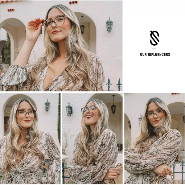 SOJOS Cateye Blue Light Blocking Glasses Women Anti Eye Strain Computer Glasses Non Prescription SJ5056C8 Grey Tortoise Frame