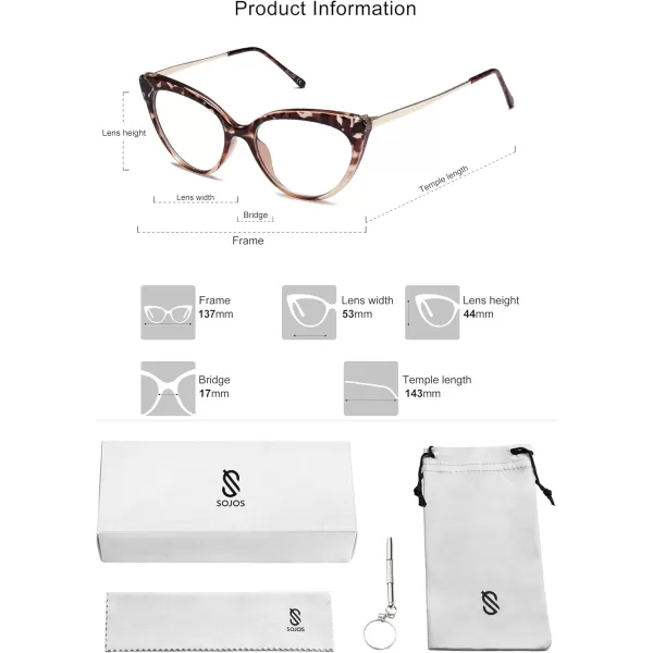 SOJOS Cateye Blue Light Blocking Glasses Women Anti Eye Strain Computer Glasses Non Prescription SJ5056C8 Grey Tortoise Frame