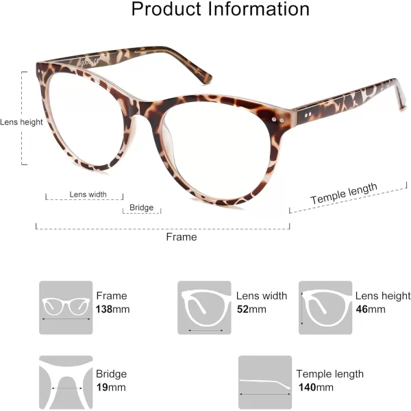 SOJOS Cateye Blue Light Glasses for Women Oversized Computer Blue Blocker Glasses SJ5138 Leopard FrameAntiBlue Light LensBrown Leopard