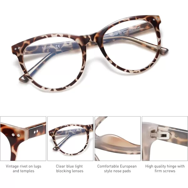 SOJOS Cateye Blue Light Glasses for Women Oversized Computer Blue Blocker Glasses SJ5138 Leopard FrameAntiBlue Light LensBrown Leopard