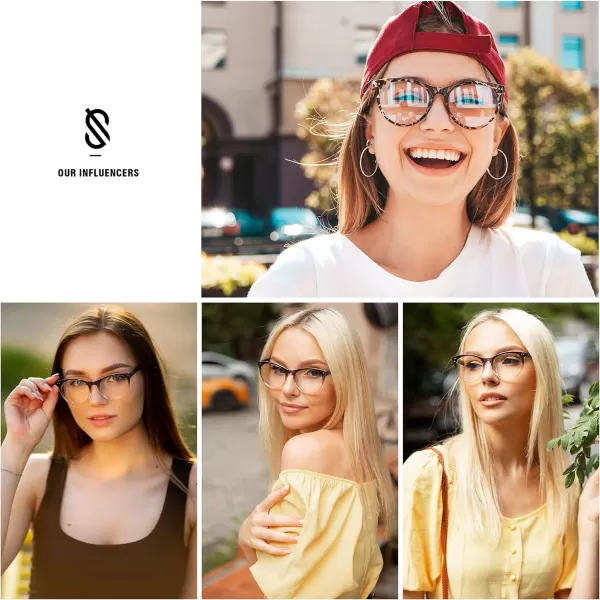 SOJOS Cateye Blue Light Glasses for Women Oversized Computer Blue Blocker Glasses SJ5138 Leopard FrameAntiBlue Light LensBrown Pattern