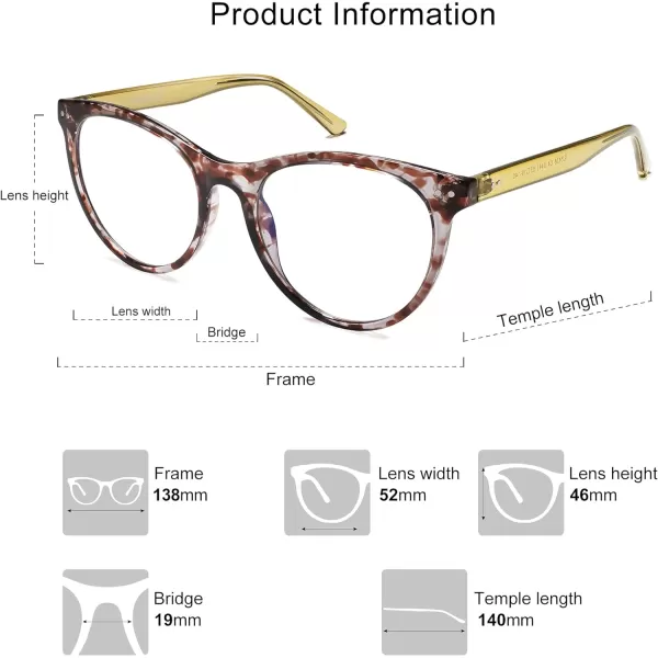 SOJOS Cateye Blue Light Glasses for Women Oversized Computer Blue Blocker Glasses SJ5138 Leopard FrameAntiBlue Light LensBrown Pattern