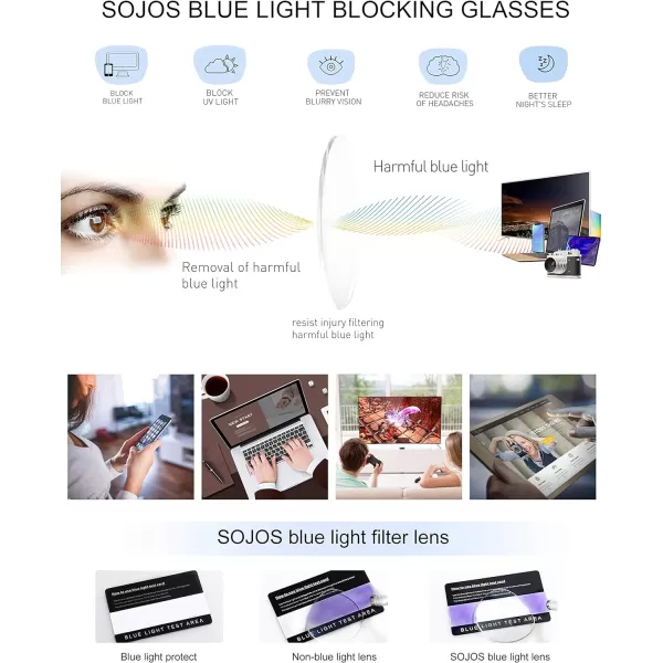 SOJOS Oversized Aviator Blue Light Blocking Glasses for Women Men Metal Frame Clear Lens Eyeglasses SJ5098Matte Black