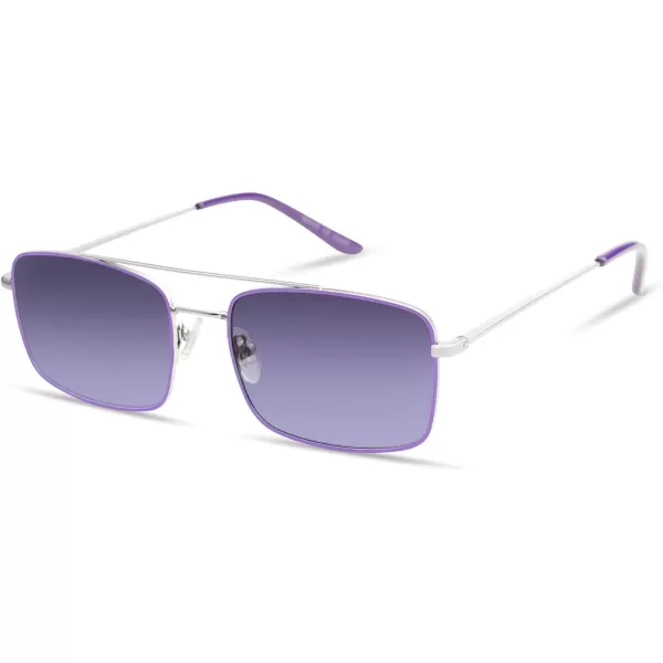 SOJOS Retro Rectangle Sunglasses for Women Men Vintage Rectangular Metal Frame Unisex Sun Glasses SJ1202SilveramppurplePurple