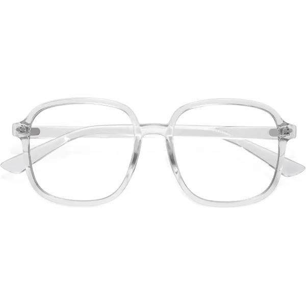 SOJOS Square Blue Light Blocking Glasses Oversized for Women TR90 Frame Filter SJ5081C2 Crystal Frame