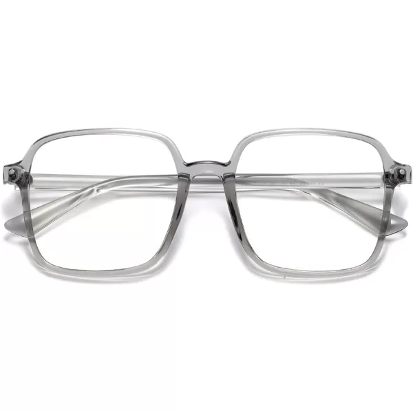SOJOS Square Blue Light Blocking Glasses Oversized for Women TR90 Frame Filter SJ5081C3 Crystal Grey Frame
