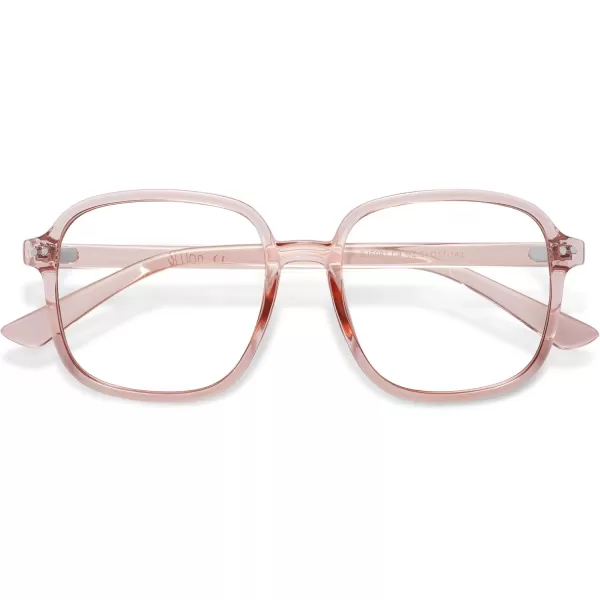 SOJOS Square Blue Light Blocking Glasses Oversized for Women TR90 Frame Filter SJ5081C4 Crystal Pink Frame