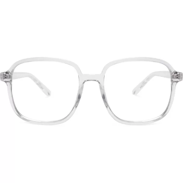 SOJOS Square Blue Light Blocking Glasses Oversized for Women TR90 Frame Filter SJ5081C2 Crystal Frame