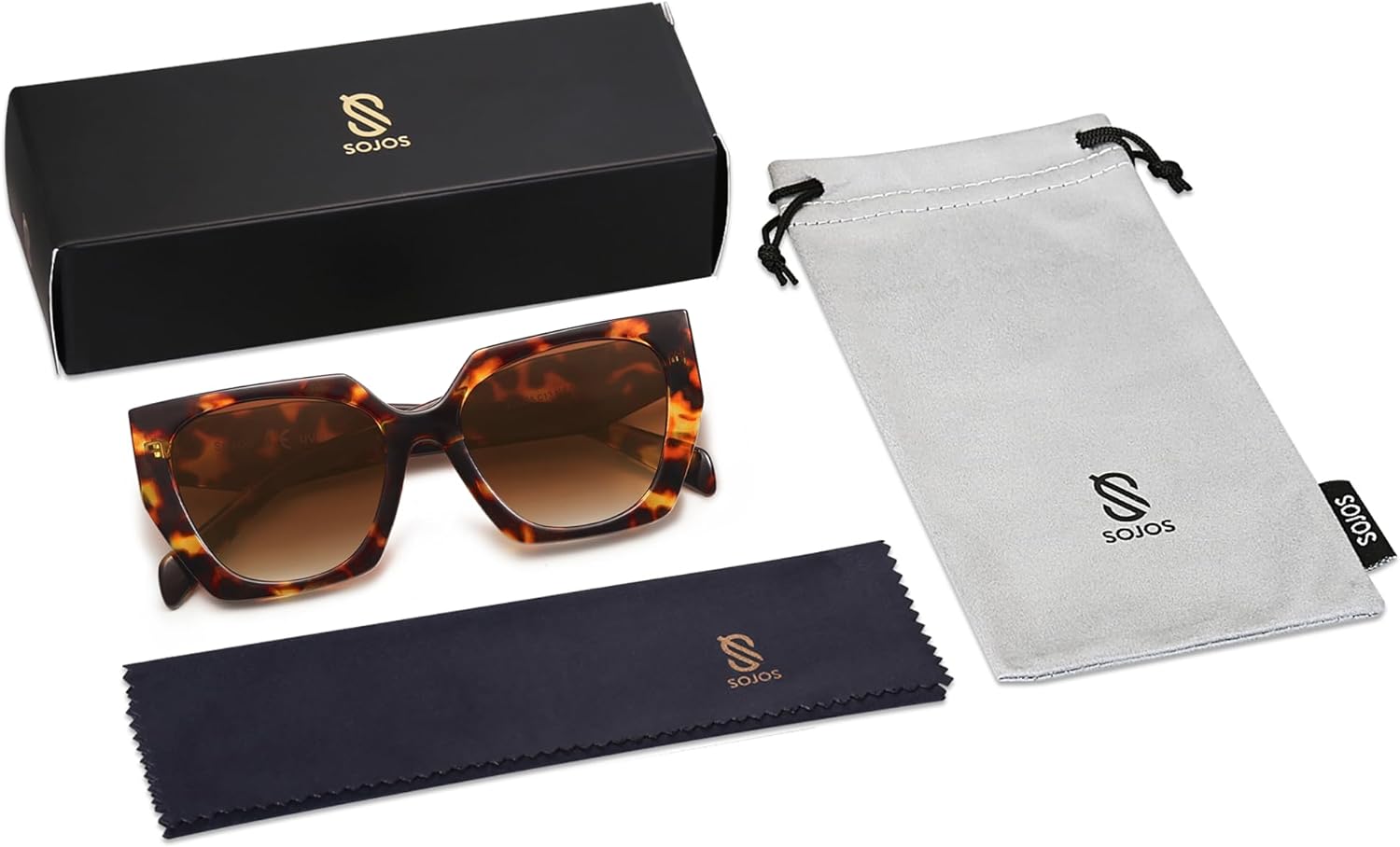 SOJOS Retro Cateye Polarized Oversized Sunglasses Womens Vintage Square Designer SunniesBrown TortoiseBrown