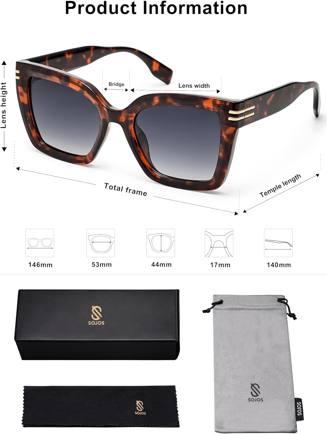 SOJOS Retro Oversized Polarized Cat Eye Sunglasses Womens Vintage Shades Trendy Stylish Sunnies SJ2291Brown TortoiseGrey Lens