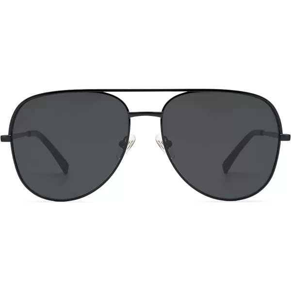SOJOS Classic Aviator Sunglasses for Women Men Trendy Oversized Metal Frame UV400 Lenses SJ1220Black FrameBlack BarGrey Lenses