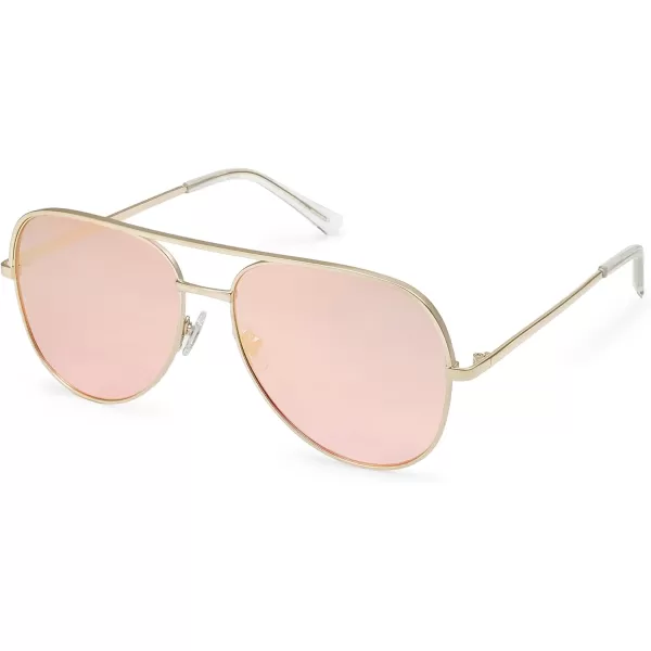 SOJOS Classic Aviator Sunglasses for Women Men Trendy Oversized Metal Frame UV400 Lenses SJ1220Gold FrameGold BarPink Mirrored