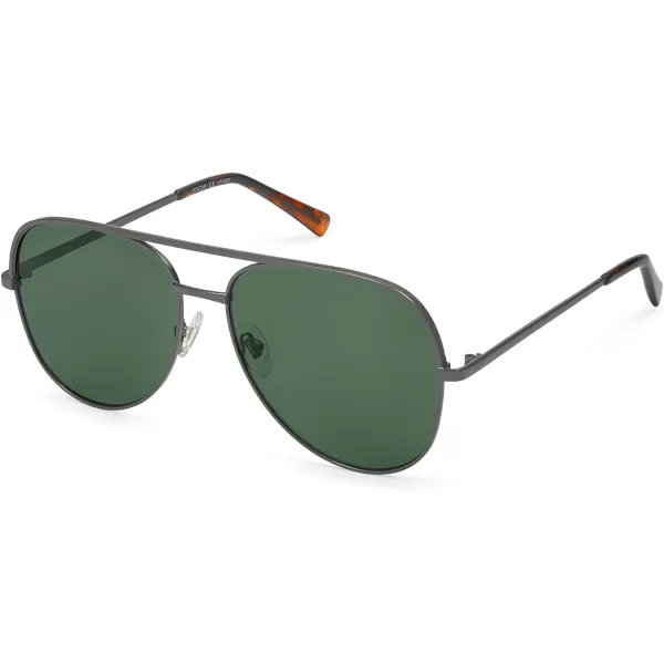 SOJOS Classic Aviator Sunglasses for Women Men Trendy Oversized Metal Frame UV400 Lenses SJ1220Gunmetal FrameGunmetal BarGreen Lenses
