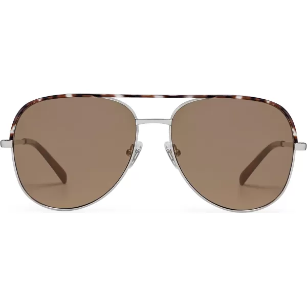 SOJOS Classic Aviator Sunglasses for Women Men Trendy Oversized Metal Frame UV400 Lenses SJ1220Silver FrameTortoise BarLight Brown Lenses
