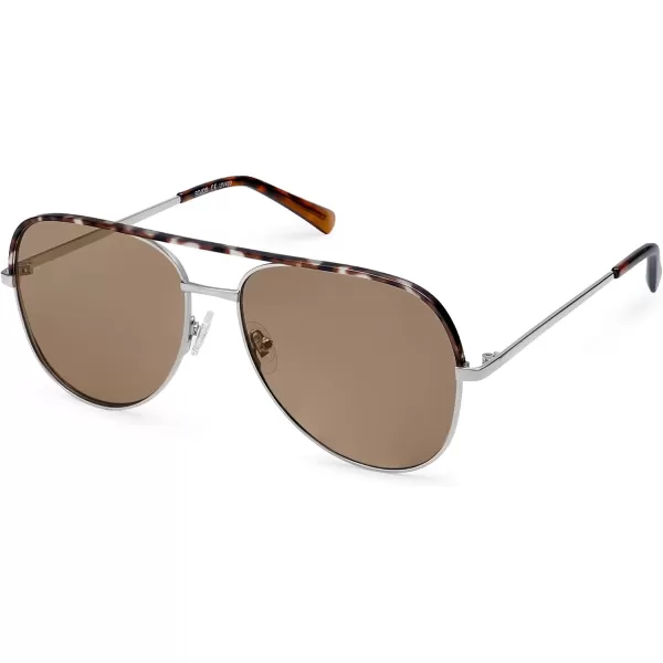 SOJOS Classic Aviator Sunglasses for Women Men Trendy Oversized Metal Frame UV400 Lenses SJ1220Silver FrameTortoise BarLight Brown Lenses