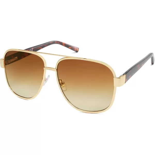 SOJOS Classic Retro Square Aviator Sunglasses for Women Men UV400 Bold Oversized Aviators SJ1214GoldGradient Brown