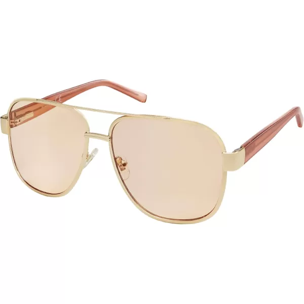 SOJOS Classic Retro Square Aviator Sunglasses for Women Men UV400 Bold Oversized Aviators SJ1214GoldLight Brown