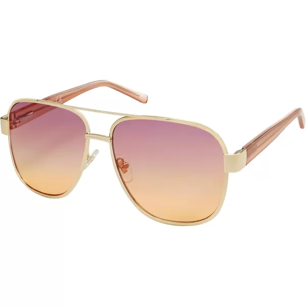 SOJOS Classic Retro Square Aviator Sunglasses for Women Men UV400 Bold Oversized Aviators SJ1214GoldRose Gradient Brown