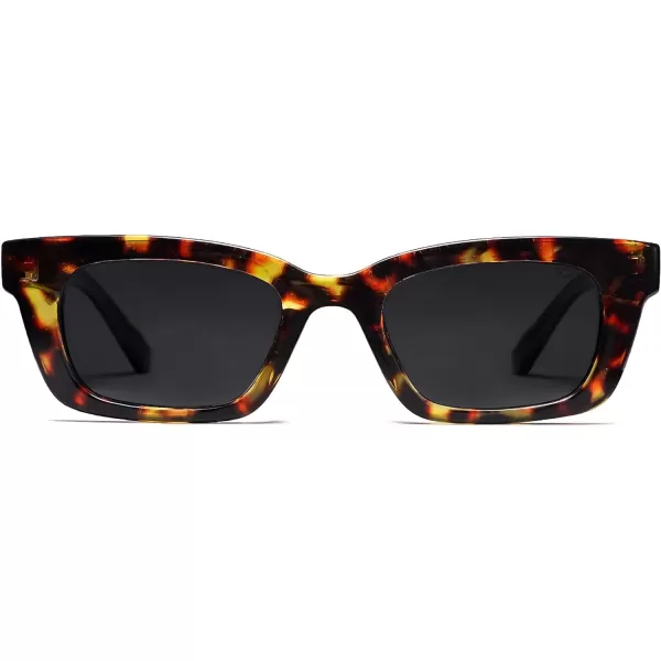 SOJOS Fashion Rectangular Retro Chunky Sunglasses for Men and Women Shades SJ2134Xc2 Tortoise FrameGrey Lens
