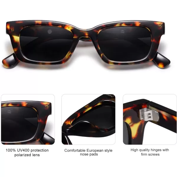 SOJOS Fashion Rectangular Retro Chunky Sunglasses for Men and Women Shades SJ2134Xc2 Tortoise FrameGrey Lens