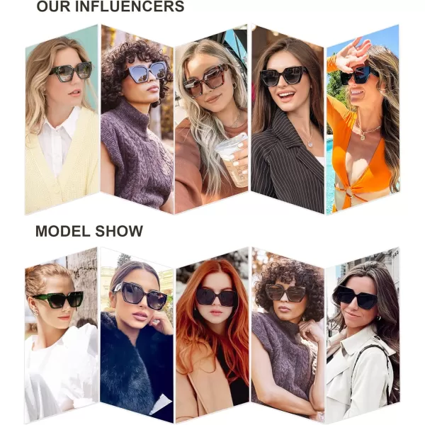 SOJOS Retro Cateye Polarized Oversized Sunglasses Womens Vintage Square Designer SunniesAll Black
