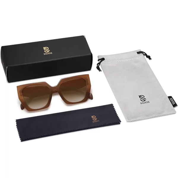 SOJOS Retro Cateye Polarized Oversized Sunglasses Womens Vintage Square Designer SunniesCaramel BrownBrown