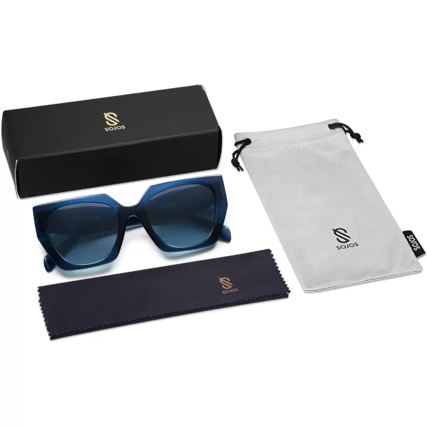 SOJOS Retro Cateye Polarized Oversized Sunglasses Womens Vintage Square Designer SunniesDark BlueBlue
