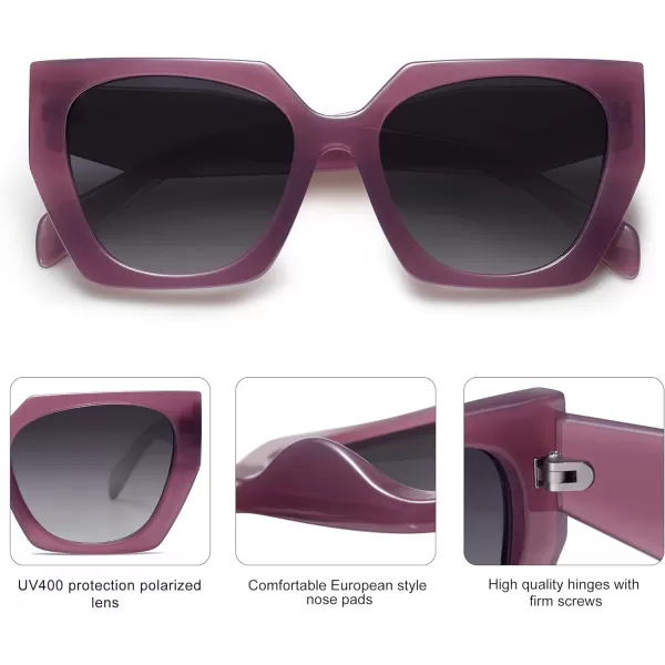 SOJOS Retro Cateye Polarized Oversized Sunglasses Womens Vintage Square Designer SunniesDark PurpleGrey