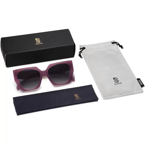 SOJOS Retro Cateye Polarized Oversized Sunglasses Womens Vintage Square Designer SunniesDark PurpleGrey