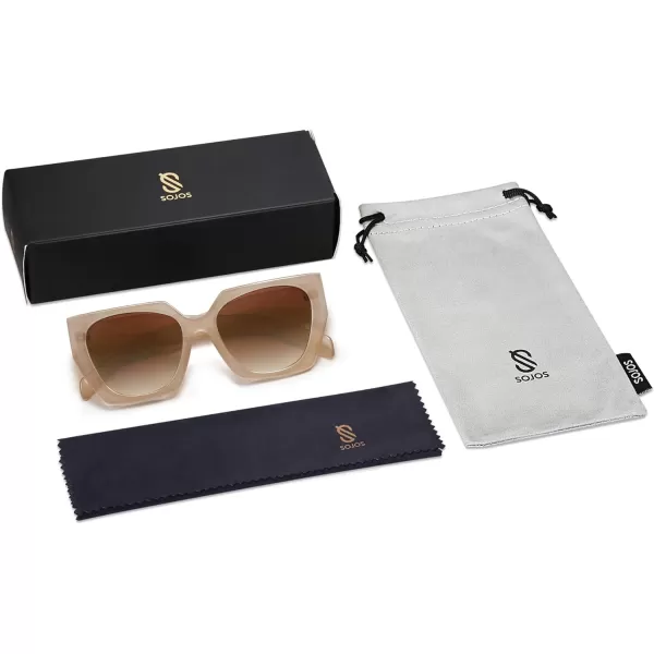 SOJOS Retro Cateye Polarized Oversized Sunglasses Womens Vintage Square Designer SunniesLight BrownBrown